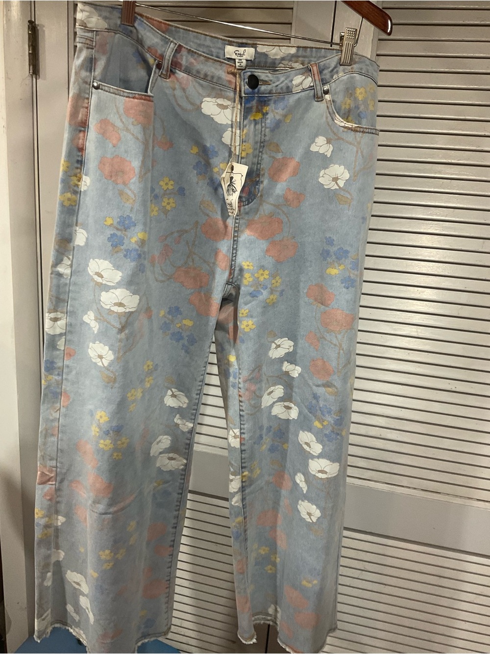 easel Light Blue High-Rise Floral Jeans with Pink & Yellow Accents - Picture 2 of 3